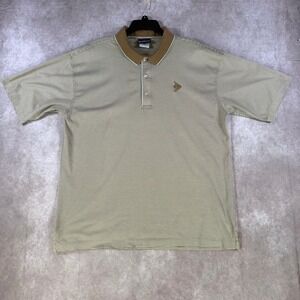 Outer Banks Vintage Reserve Polo Shirt Mens XL Tan Green Striped Cotton Casual